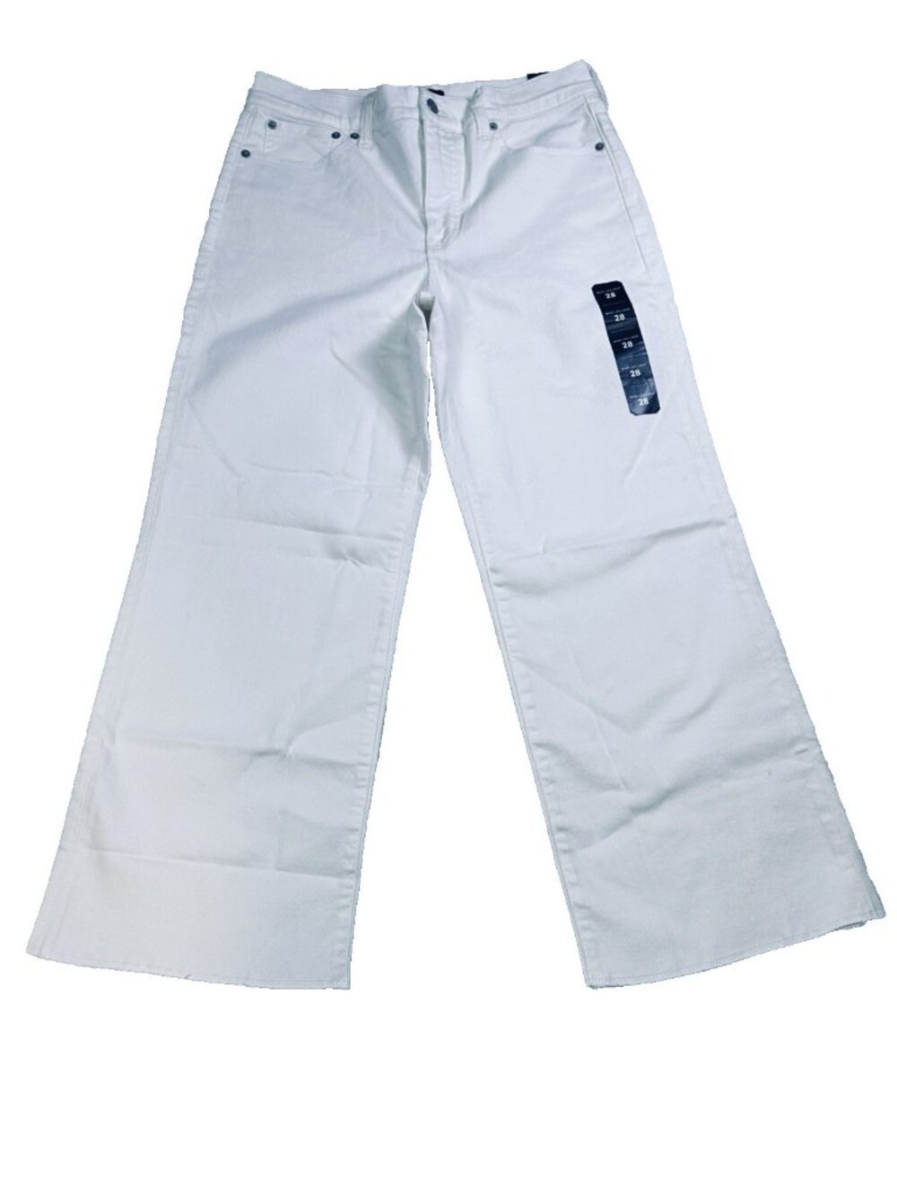 J.Crew The Wide-Leg Cropped Jean White 28 High Rise Stretch Raw Hem Denim NWT - Picture 2 of 13